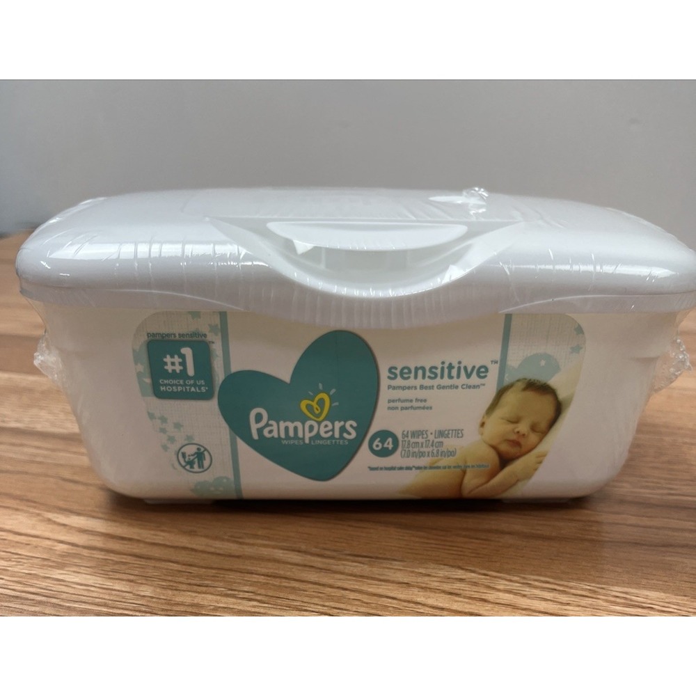 Pampers Sensivite 64 Baby Wipes in Pop Up Container NEW Sealed